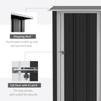 Garden Storage Shed, Sloped Roof, Lockable Door Grey, 142 x 84 x 189cm