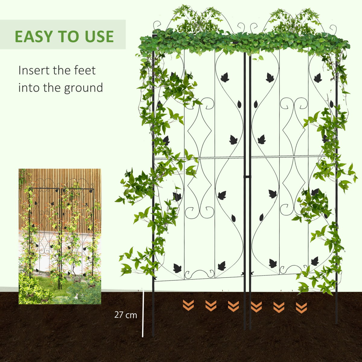 cortex-london-york-leaf-design-steel-garden-trellis-set-black