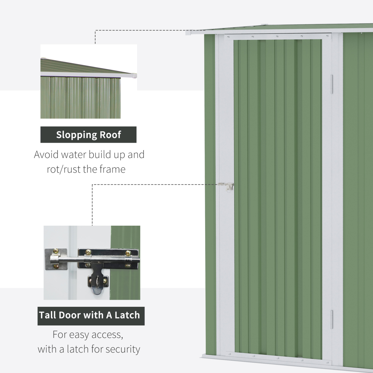 cortex-london-windsor-green-garden-storage-shed-lockable-door-sloped-roof-142x84x189cm