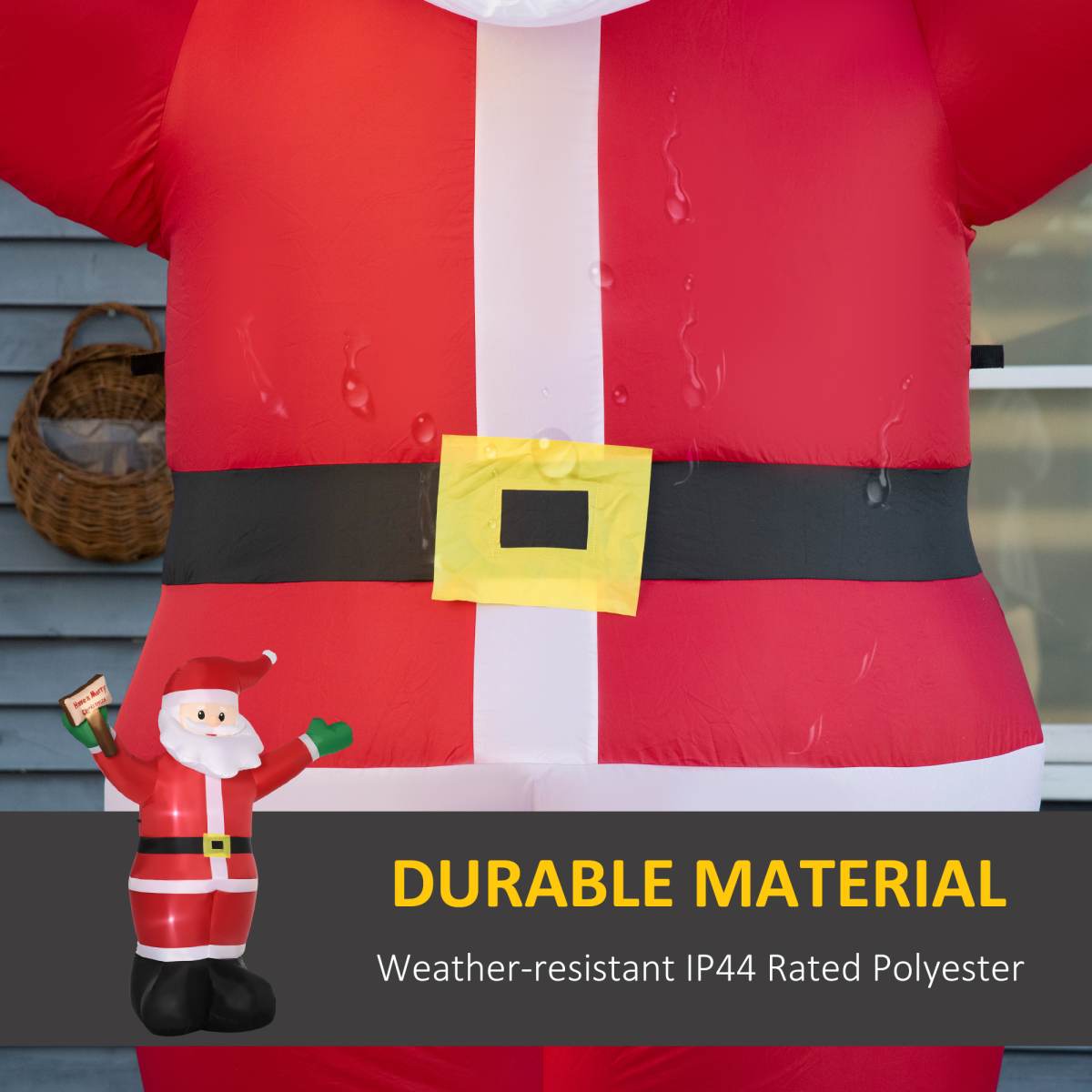 Outsunny 8' Inflatable Christmas Santa Claus Holds Light Sign of Blessings LED