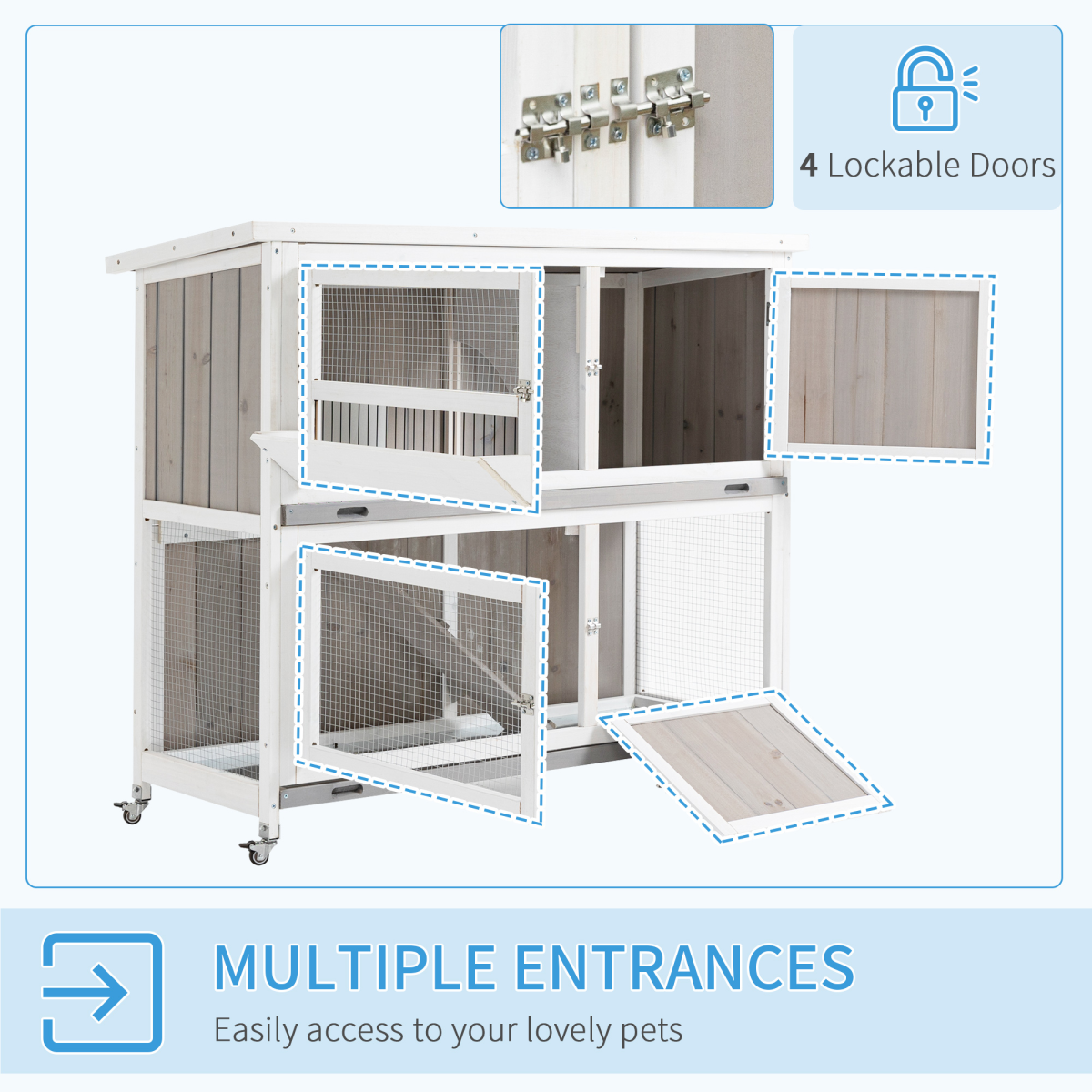 cortex-london-windsor-two-tier-wooden-rabbit-hutch-with-wheels-grey-pawhut