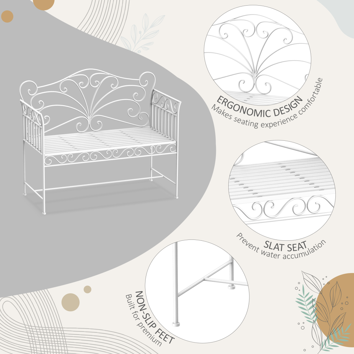 cortex-london-york-white-metal-two-seater-garden-bench-with-backrest