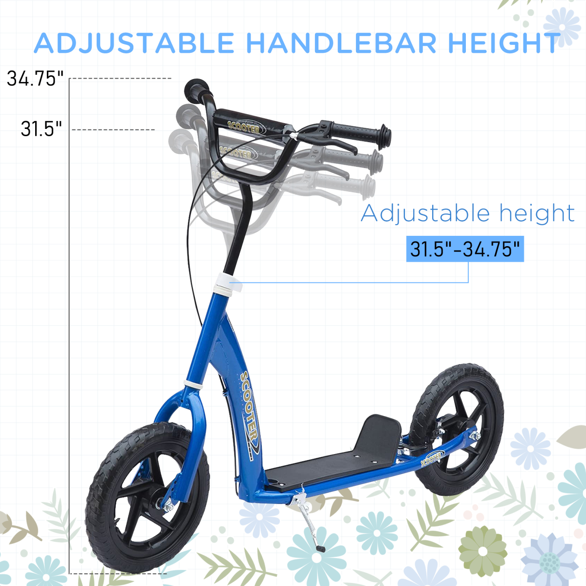 cortex-london-windsor-blue-kids-scooter-adjustable-handlebars-rear-brake