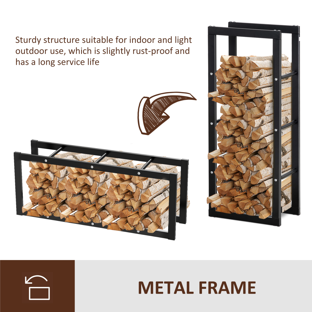 Robin Metal Rust-Resistant Firewood Log Rack Black