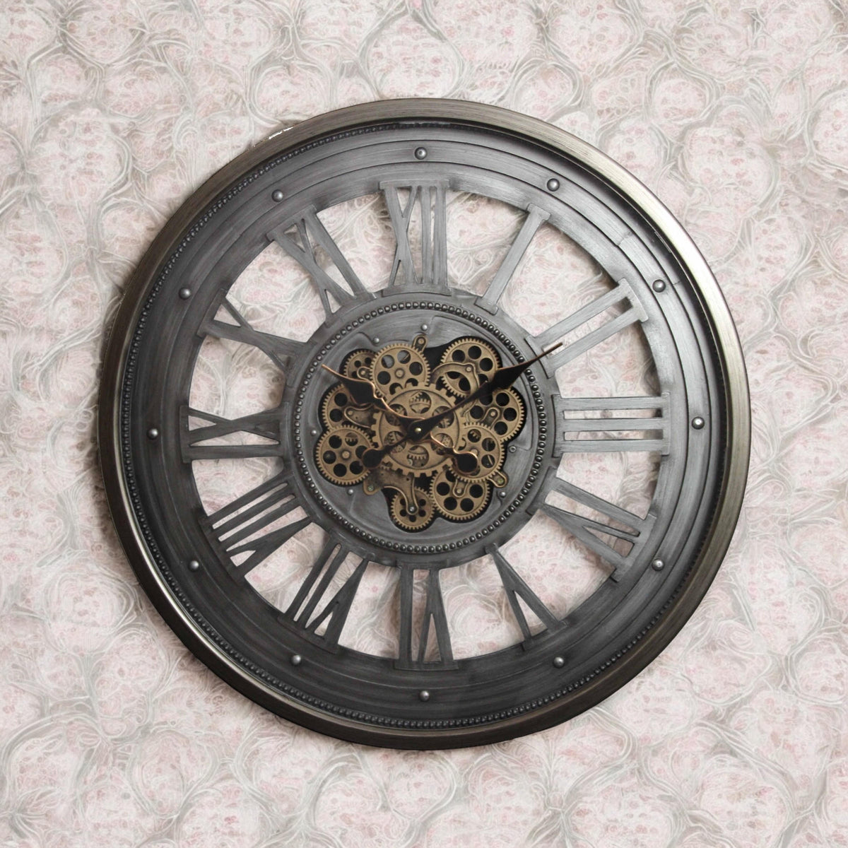 cortex-london-york-industrial-gear-wall-clock-80-cm-moving-roman-numerals-black-metal-wooden-finish