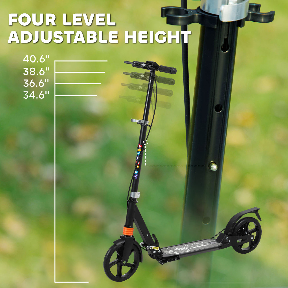 cortex-london-york-kids-foldable-kick-scooter-adjustable-handlebar-black