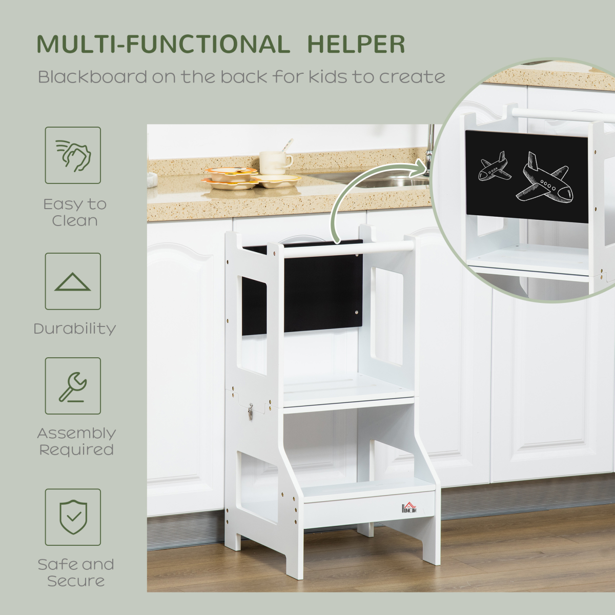 cortex-london-windsor-2-in-1-kids-kitchen-step-stool-learning-tower-with-safety-rail