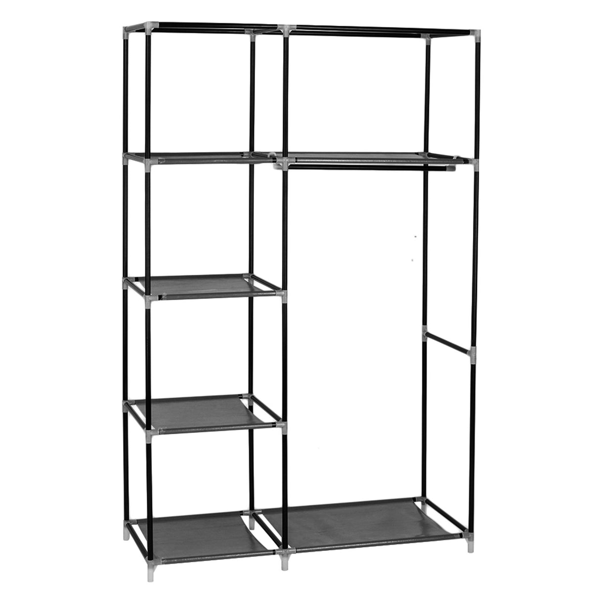 cortex-london-windsor-64-inch-black-portable-wardrobe-storage-closet-with-shelves