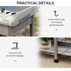 Garden Potting Workstation Bench w/ Galvanized Metal Tabletop