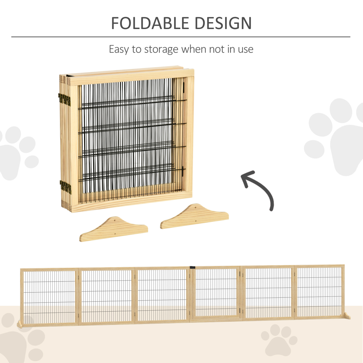 cortex-london-pawhut-york-six-panel-foldable-pine-wood-dog-gate-432cm-natural