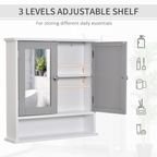 Mirror Cabinet Wall Mounted with Double Mirrored Doors, Hanging Cabinet, Grey