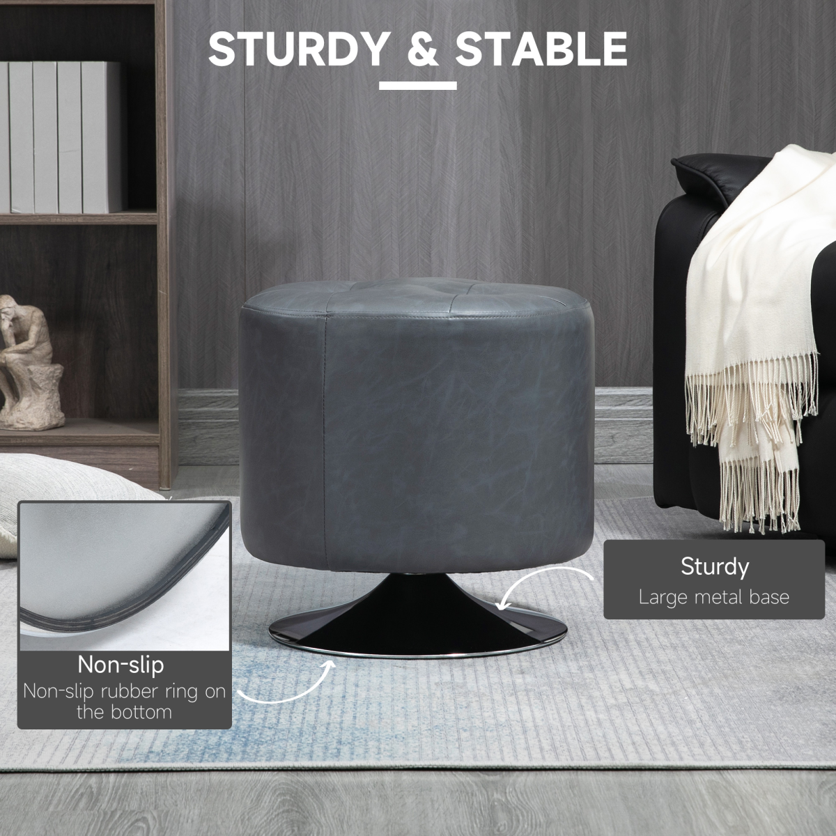 cortex-london-kensington-grey-360-swivel-pu-foot-stool-ottoman