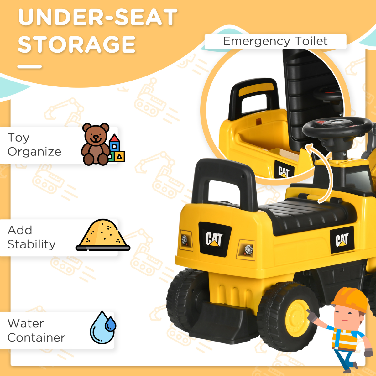 cortex-london-windsor-cat-licensed-kids-construction-ride-on-tractor-manual-shovel