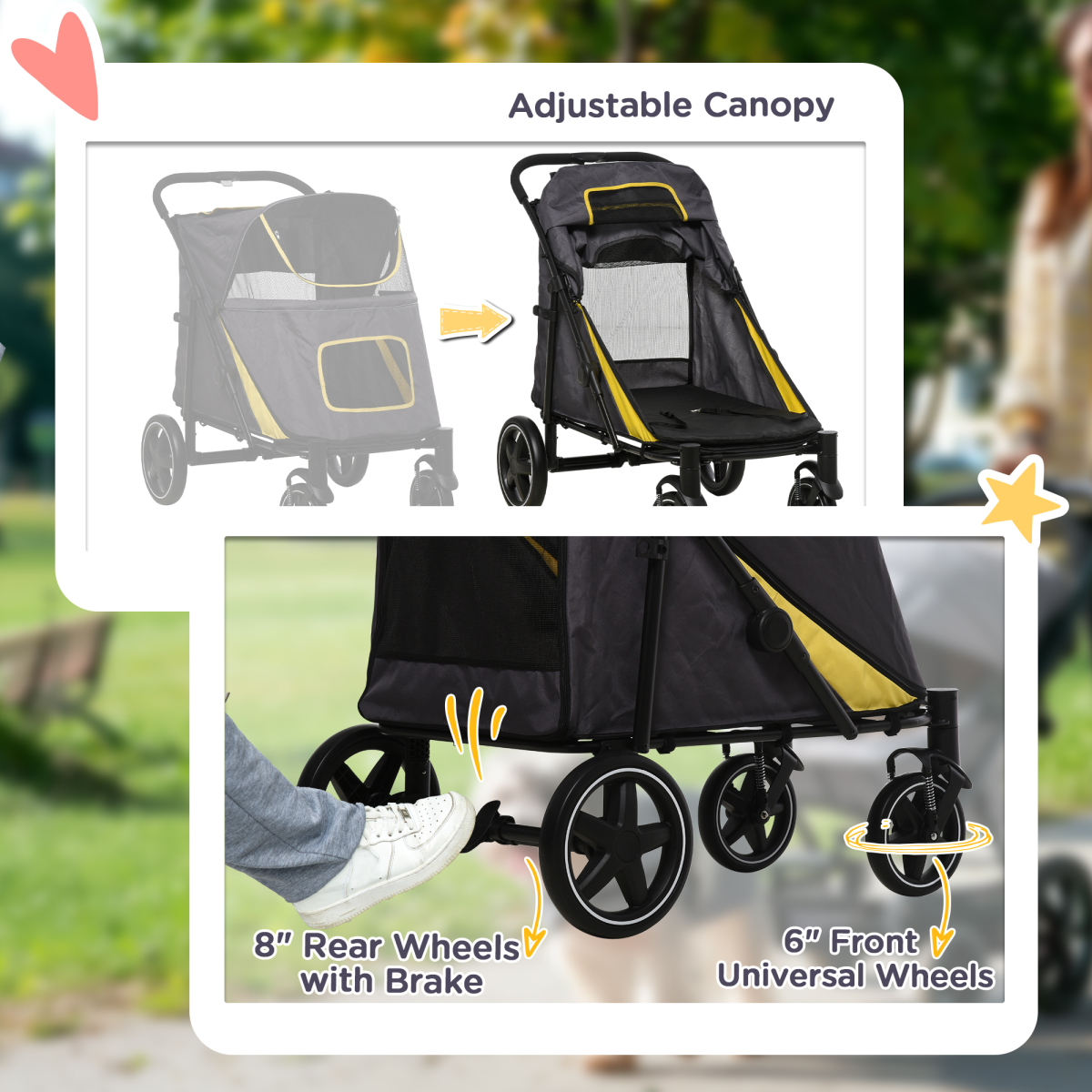 cortex-london-windsor-foldable-dog-stroller-grey-universal-wheels-shock-absorber