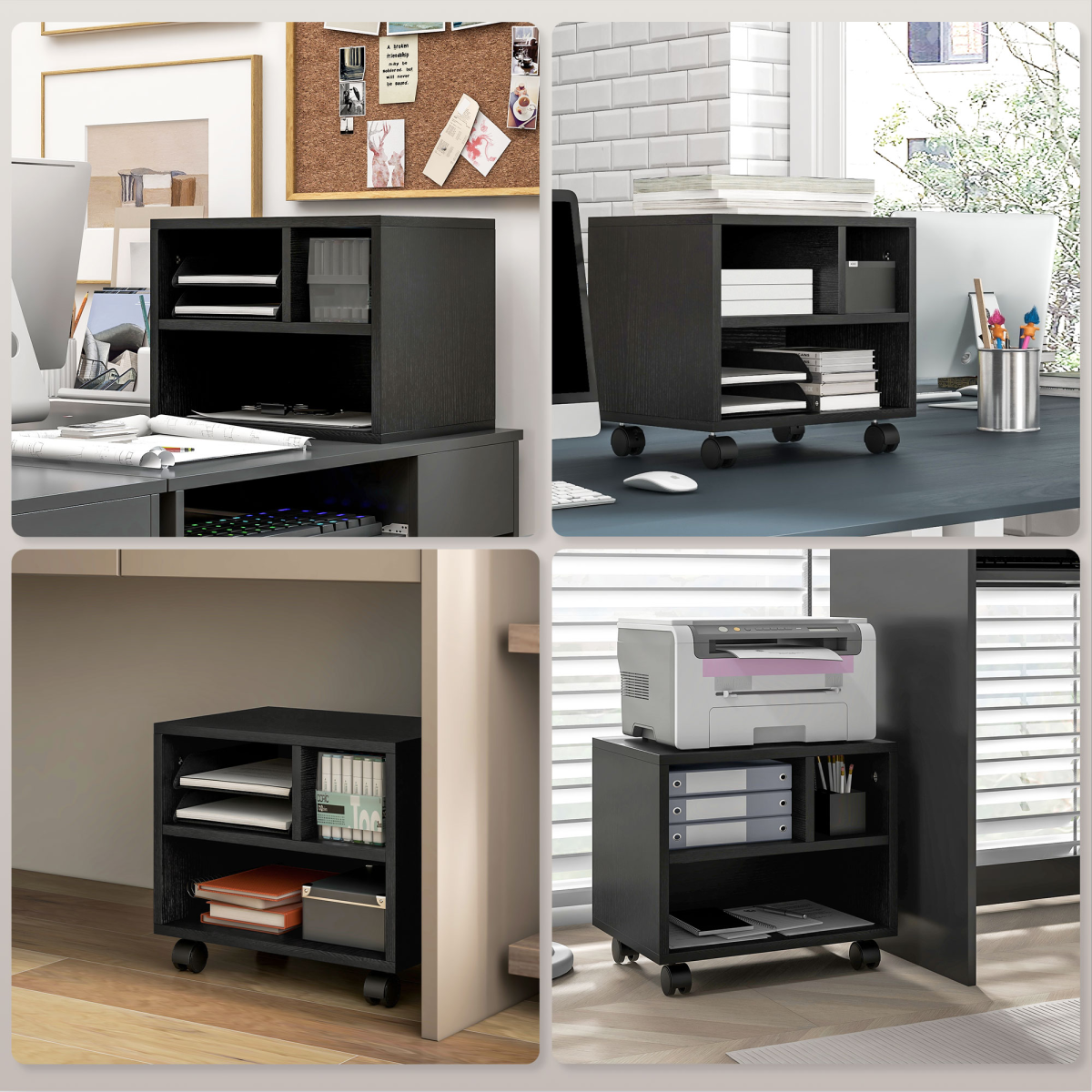 cortex-london-windsor-black-printer-stand-storage-cart-on-wheels