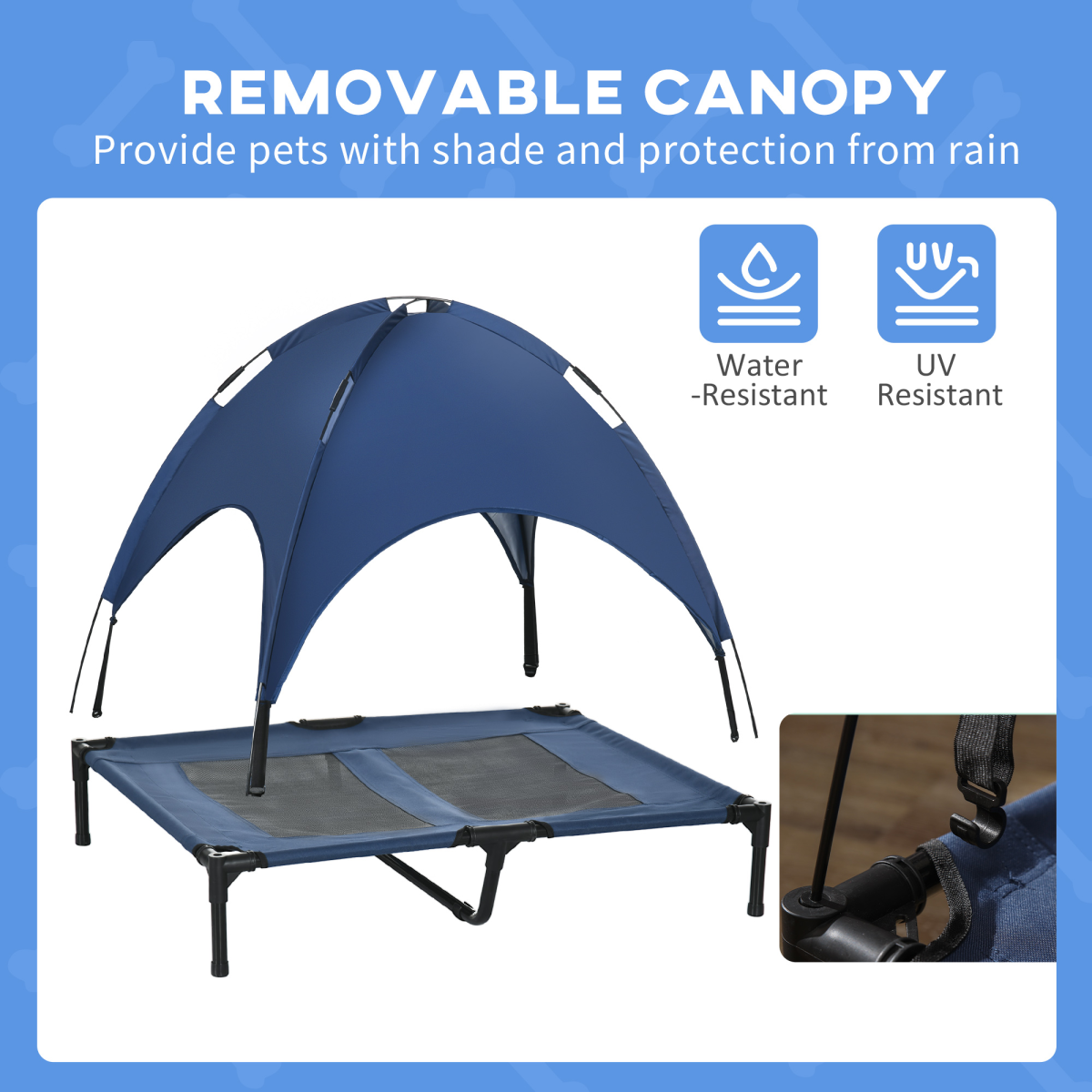 cortex-london-york-elevated-dog-bed-gazebo-blue-canopy