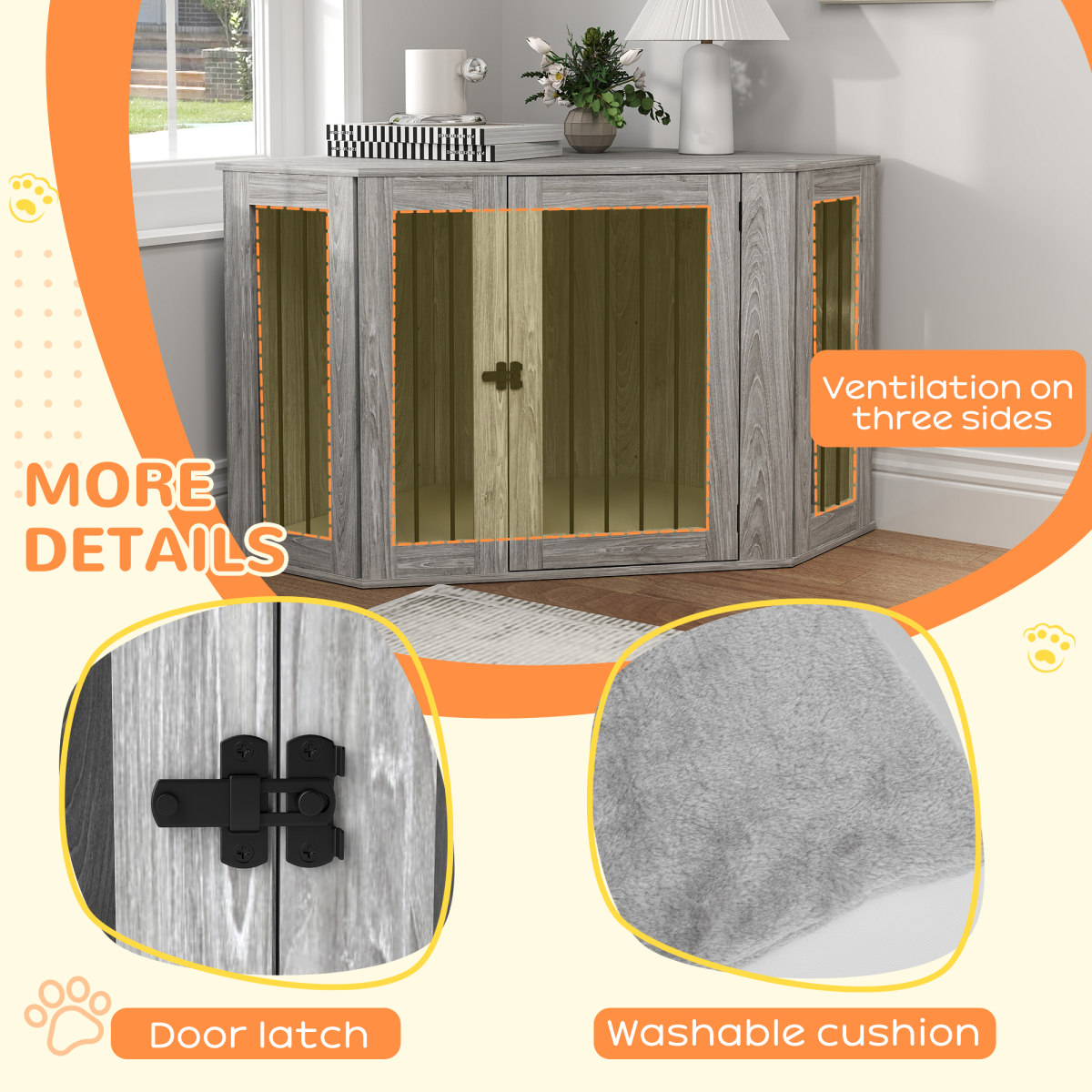 cortex-london-kensington-grey-medium-dog-crate-side-table-cushion