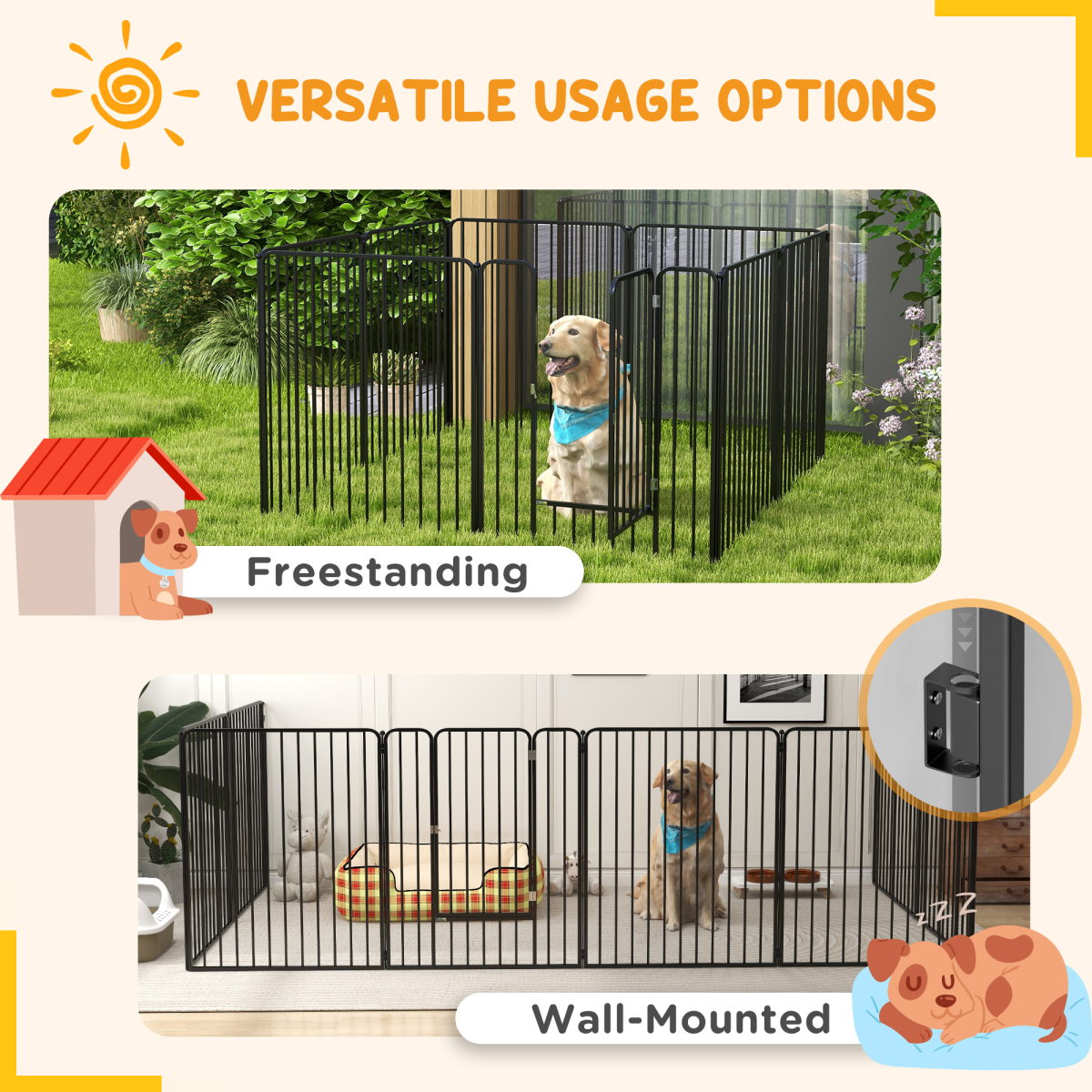 cortex-london-windsor-100cm-eight-panel-steel-dog-playpen-black