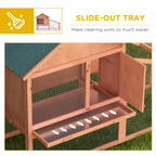 2 Tier Wood Rabbit Hutch Water Resistant Asphalt Roof Ramp 144 x 64.5 x 100 cm