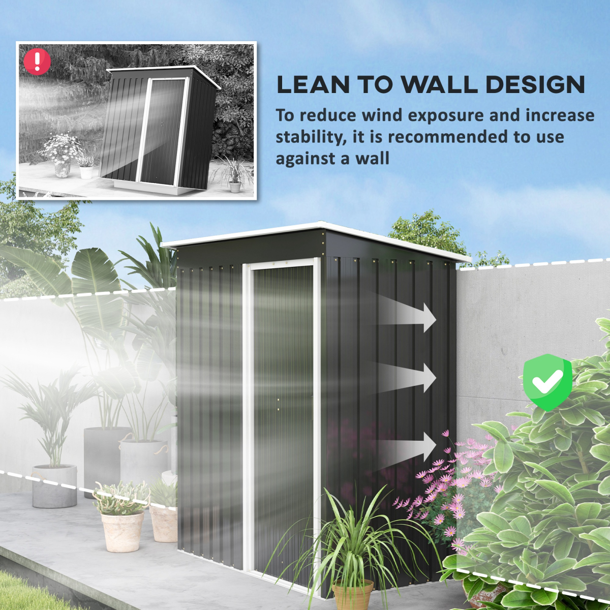 cortex-london-windsor-5-x-3ft-garden-storage-shed-sliding-door-black
