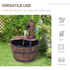 Outsunny Barrel Water Pump Fountain Rustic Wood Electric Water Feature Garden