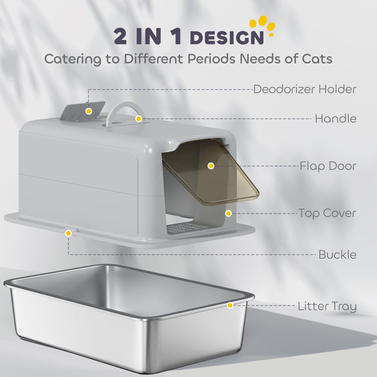 cortex-london-windsor-cat-litter-box-stainless-steel-tray-grey-silver-tone