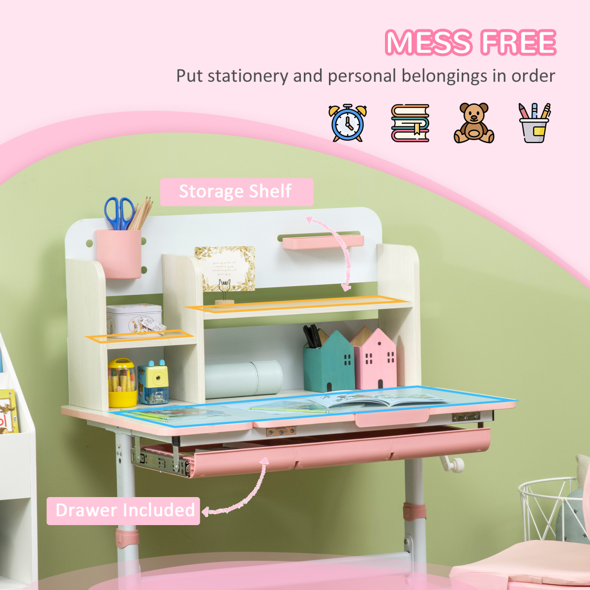 cortex-london-windsor-pink-adjustable-kids-desk-chair-set-storage