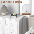 Modern Chest of Drawers, 5 Drawer Storage Cabinet White