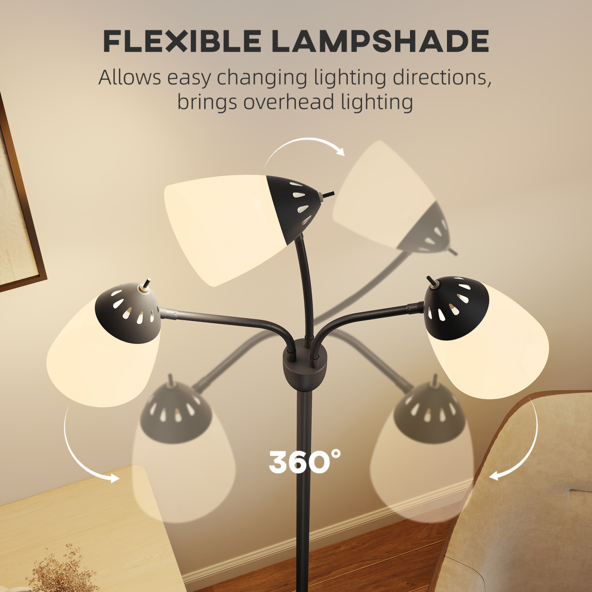 HOMCOM Arc Tree Floor Lamp with 3000K/4500K/6500K Colour Temperatures Black