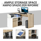 L-Shaped Corner Computer Desk  Oak and White