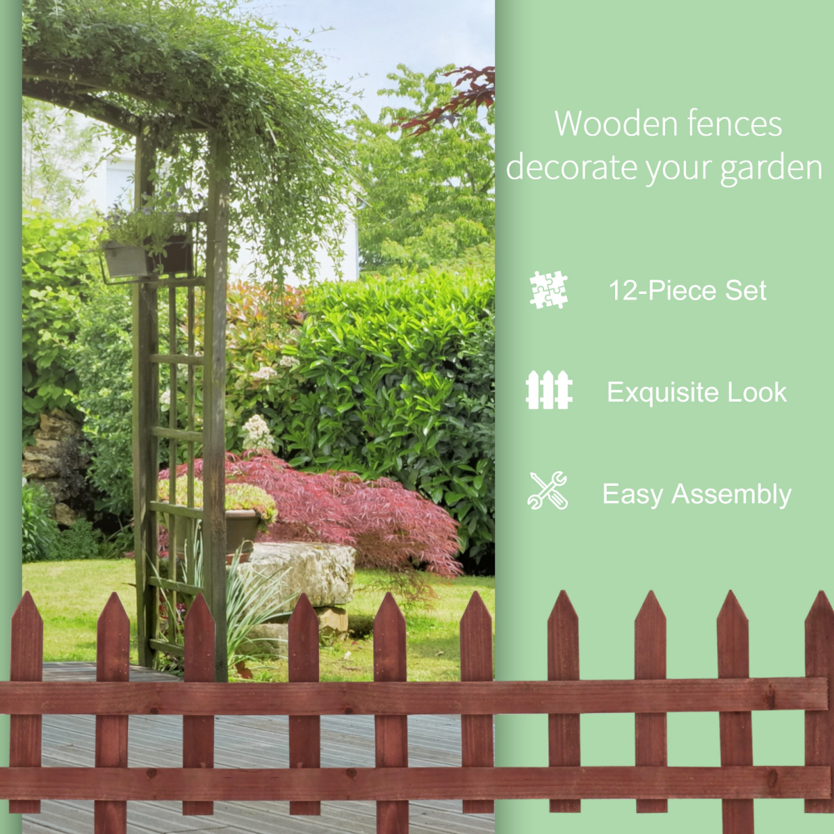 cortex-london-windsor-fir-wood-garden-picket-border-fence-set-of-12-rustic-brown