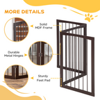 Folding Pet Gate Dog Fence Child Safety Indoor Durable Free Standing Pine Wood