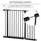 Pressure Fit Dog Gate Pet Barrier for stairs doorway, 76-107cm Width Black