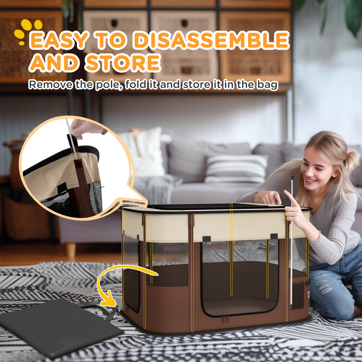 cortex-london-york-portable-pet-pen-for-puppies-rabbits-kittens-guinea-pigs-brown