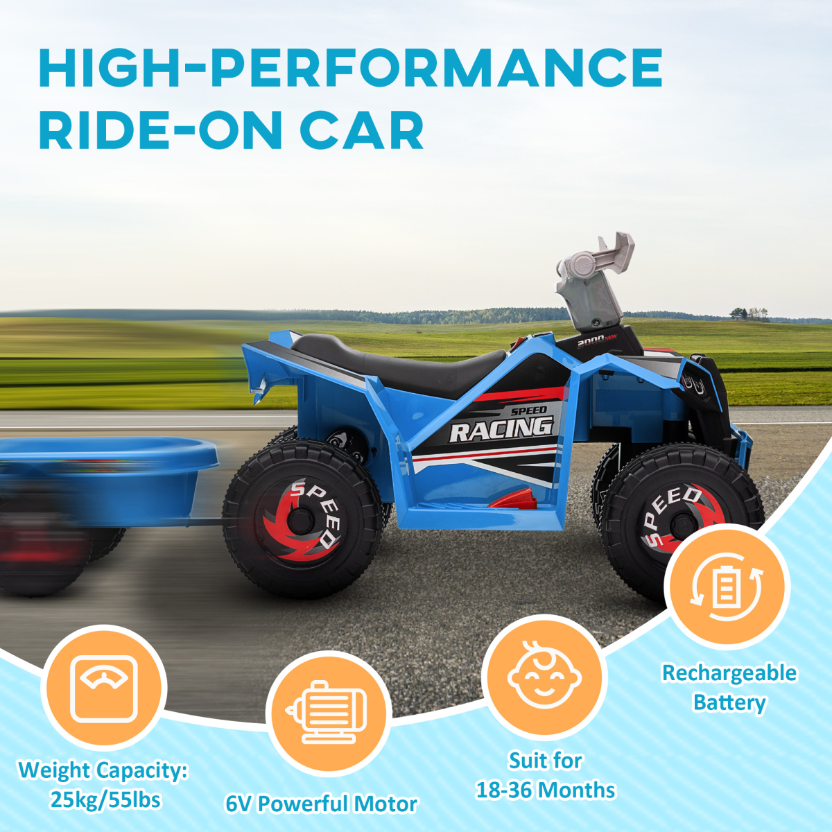 cortex-london-windsor-6v-kids-electric-quad-bike-trailer-blue