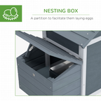 Small Chicken Coop Hen Cage Nesting Box w/ Outdoor Run Grey 150.5 x 54 x 87 cm