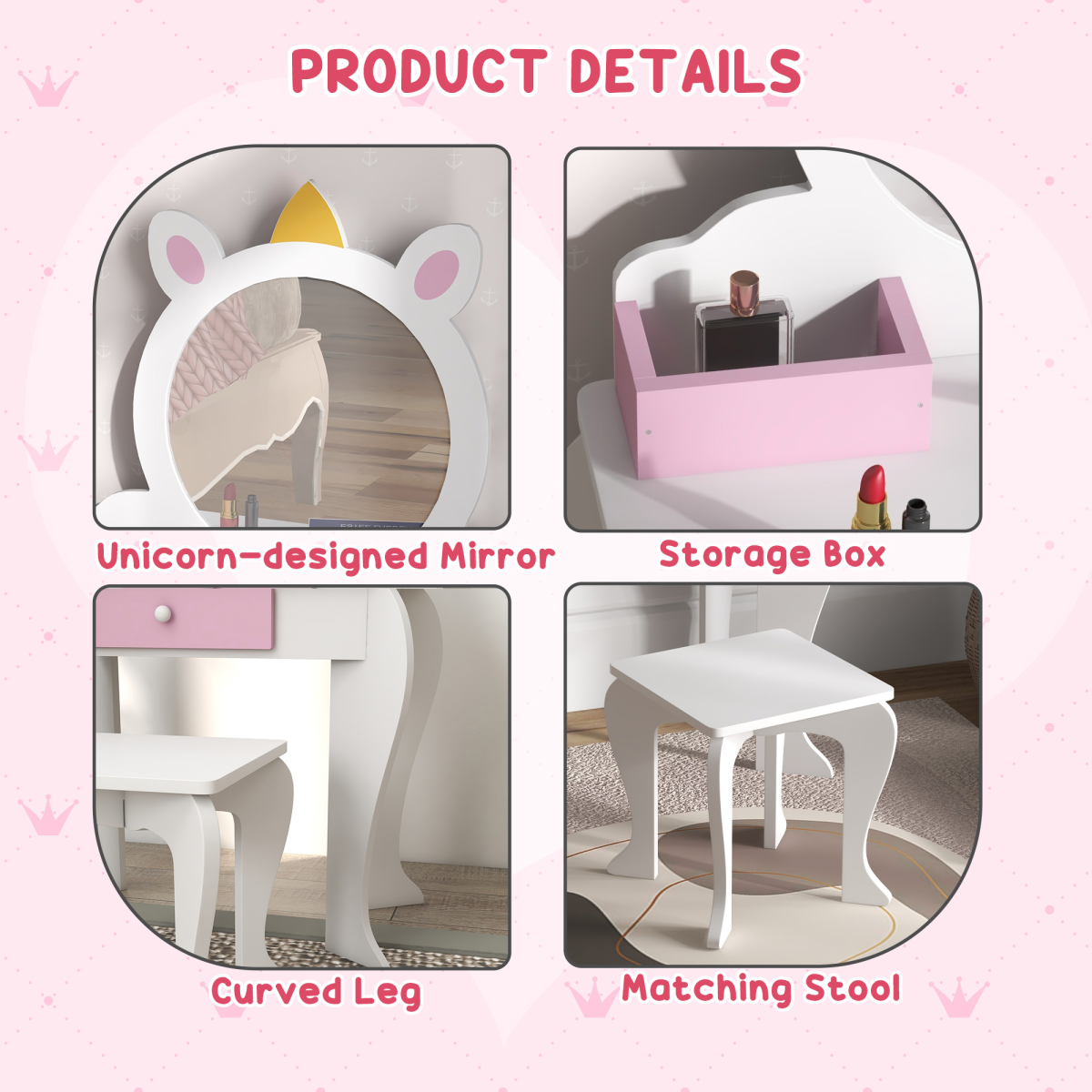 cortex-london-windsor-unicorn-kids-dressing-table-white