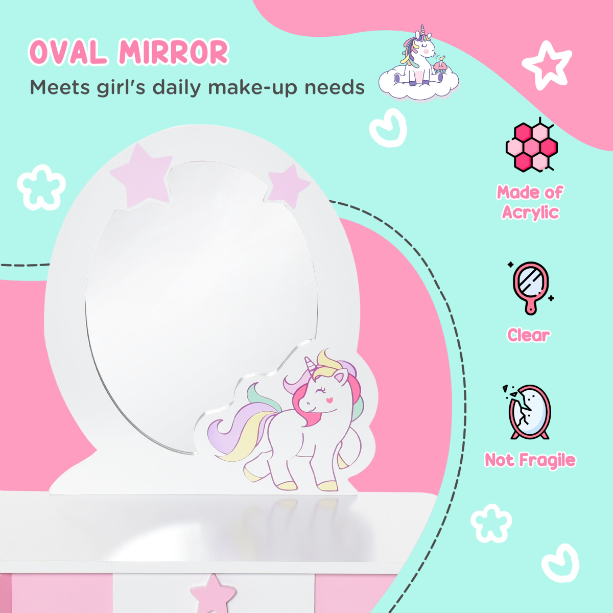 cortex-london-windsor-unicorn-kids-dressing-table-set-pink-white-mdf-acrylic-mirror-stool