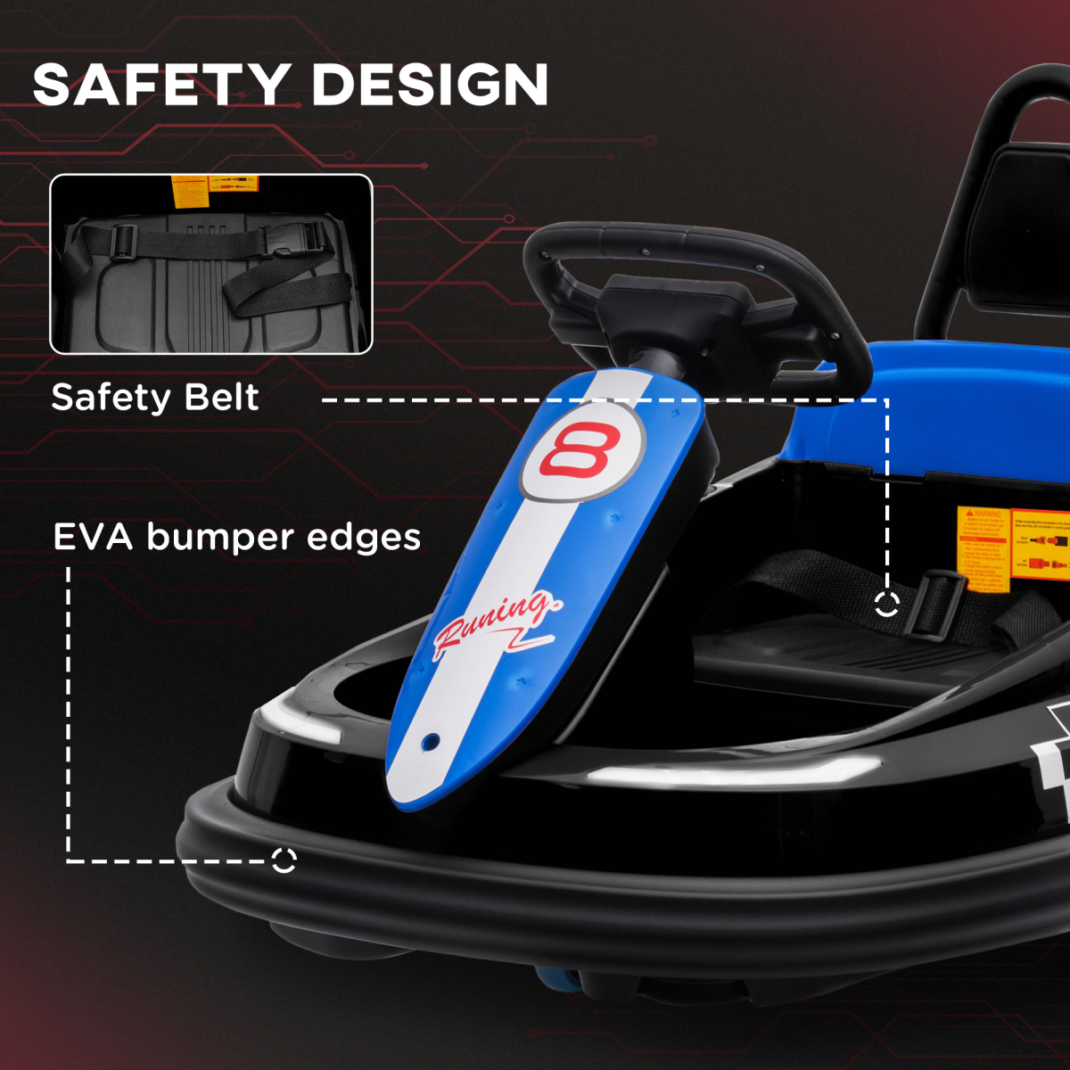 cortex-london-windsor-6v-kids-360-rotation-bumper-car-blue-and-black
