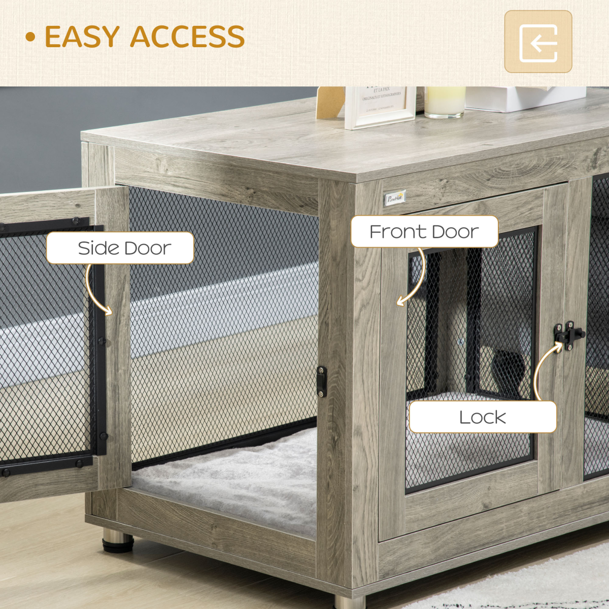 cortex-london-windsor-dog-crate-end-table-two-doors-cushion