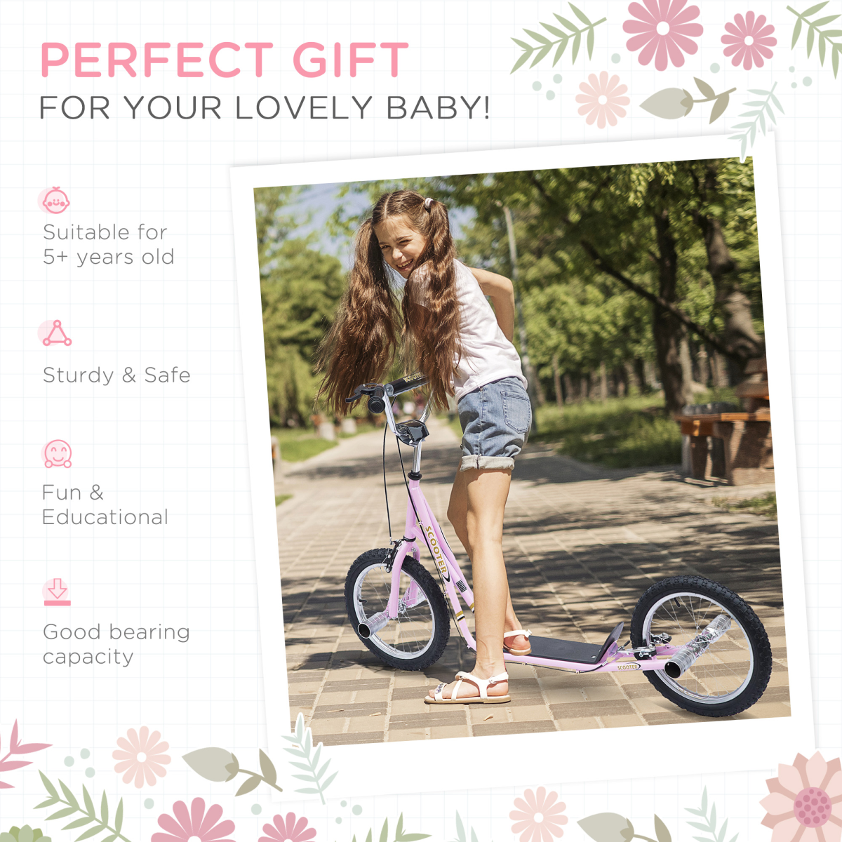 cortex-london-windsor-childrens-stunt-scooter-pink-16-inch-tyres