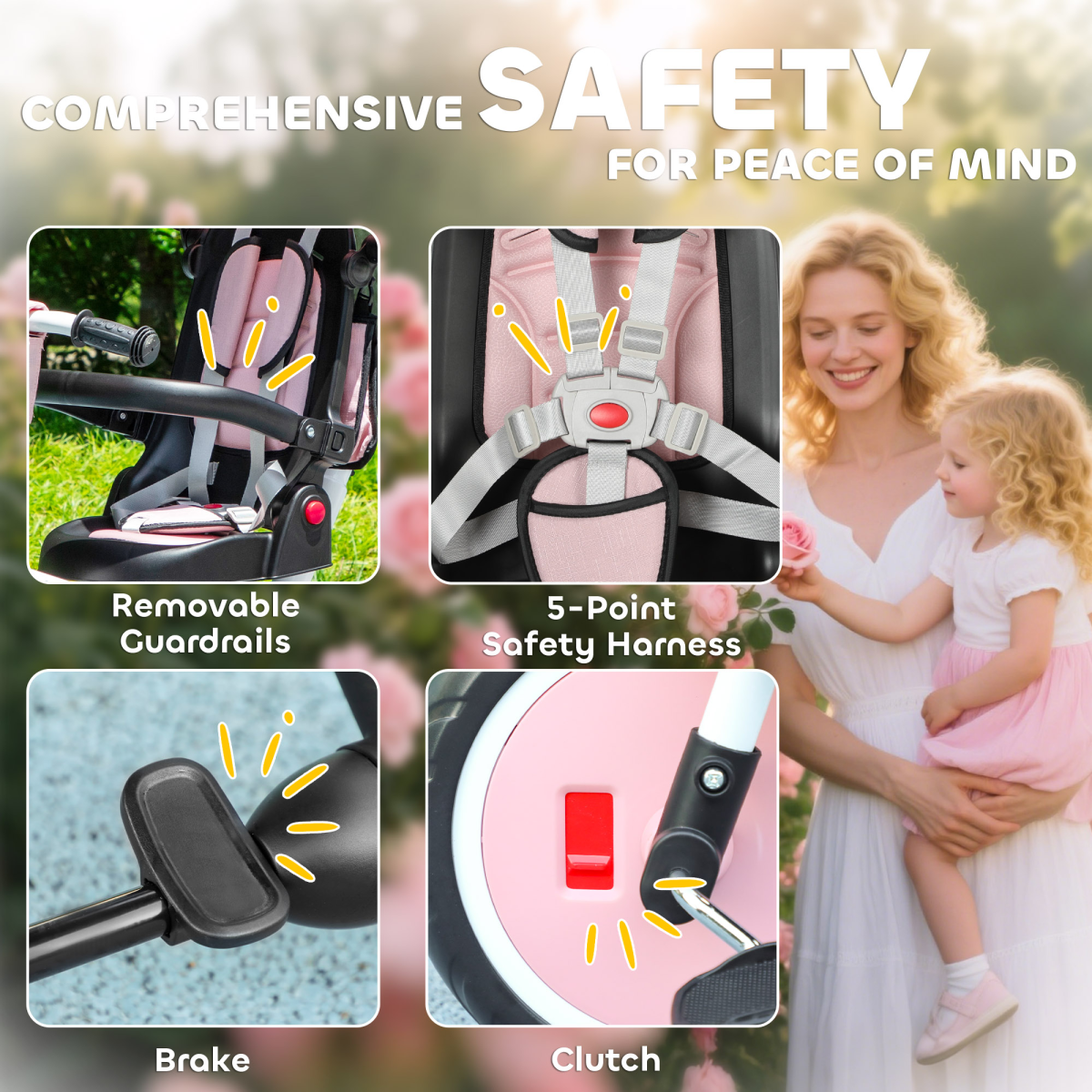 cortex-london-windsor-pink-6-in-1-kids-trike-adjustable-backrest
