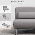 Linen Upholstered Elevated Single Sofa Bed Grey