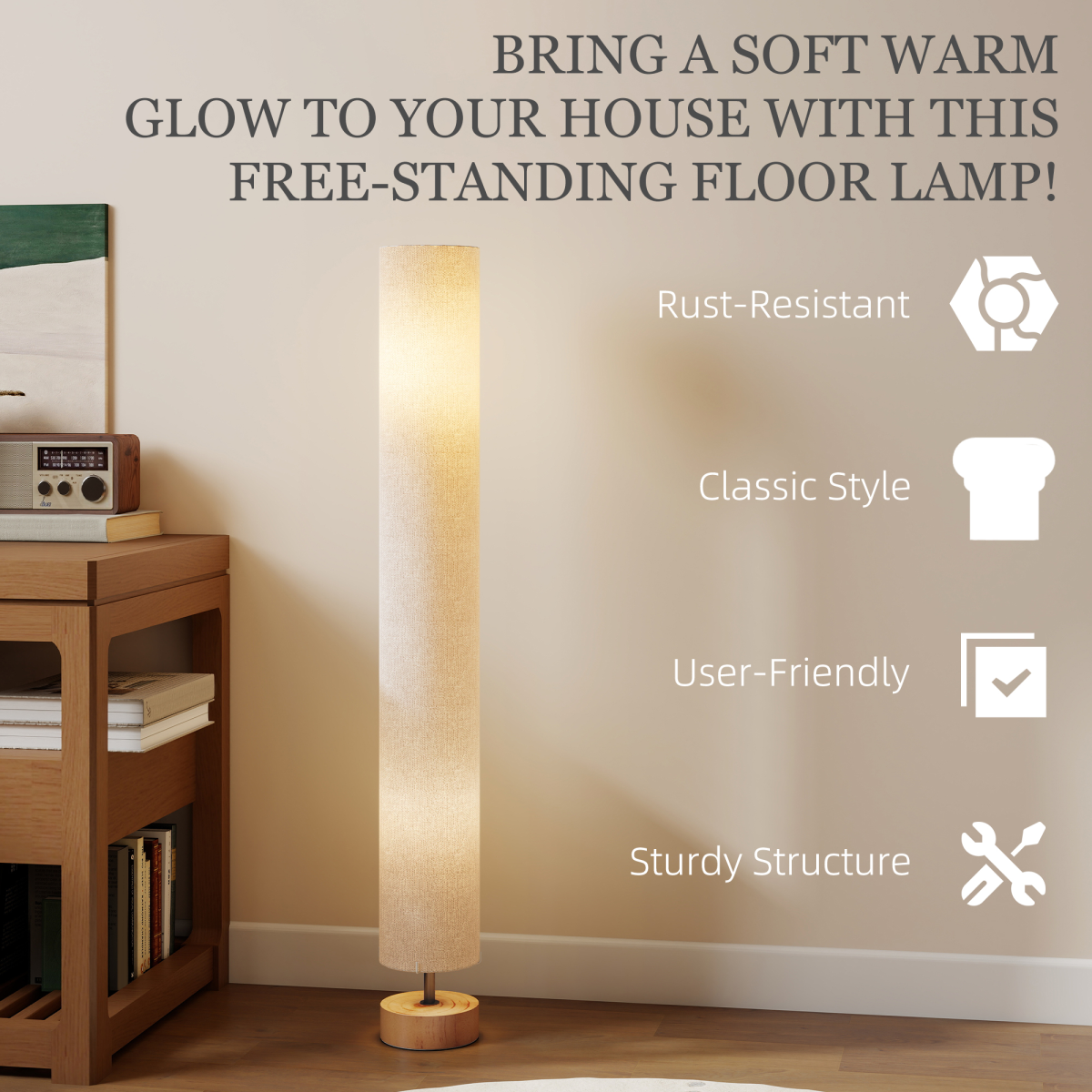 HOMCOM LED Floor Lamp with 3000K/4500K/6500K Colour Temperatures, Grey