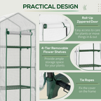 4 Tier Mini Greenhouse, Portable with Steel Frame, PE Cover, 160x69x50cm