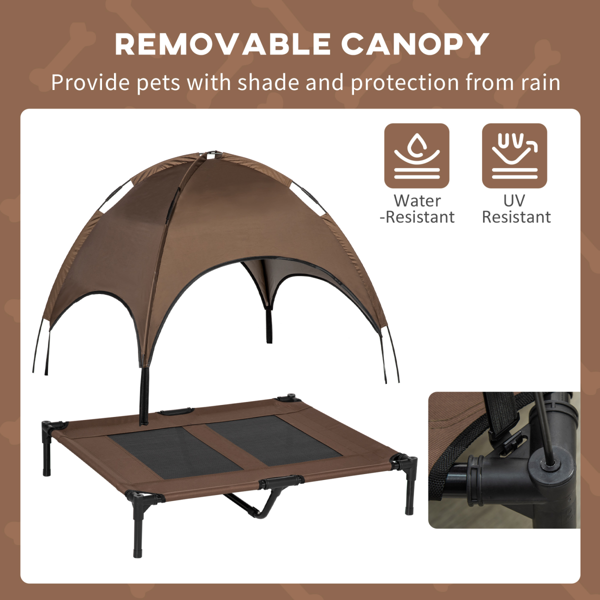 cortex-london-windsor-92cm-outdoor-elevated-dog-bed-canopy-coffee