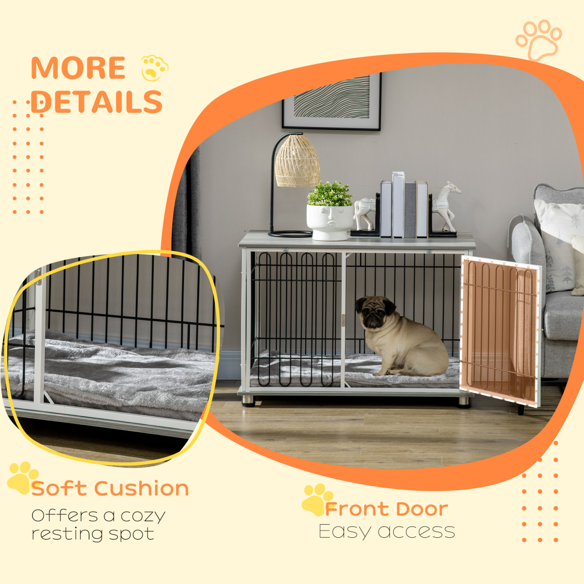 cortex-london-kensington-pawhut-dog-crate-end-table-washable-cushion-lockable-door