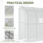 Walk-In Leanto Greenhouse Windows Doors 2 Tiers 4 Shelves 200x100x213cm White