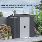 Outsunny 6.5x4FT Garden Shed with Foundation Lockable Metal Tool Shed Grey