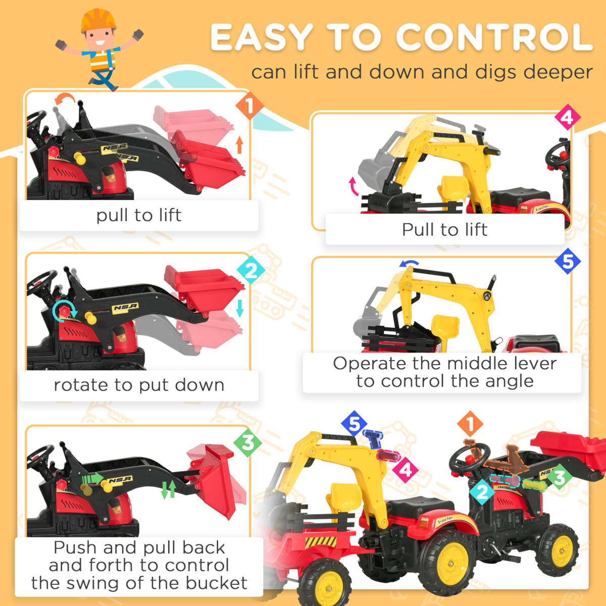 cortex-london-windsor-pedal-powered-tractor-ride-on-car-red-moving-bucket